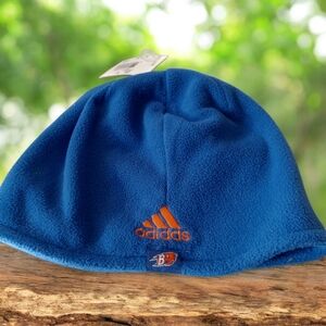 Adidas Vibrant Blue Beanie with Bold Orange Logo